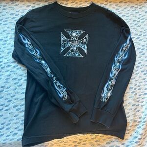 Bullhead vintage black long sleeve skull shirt
